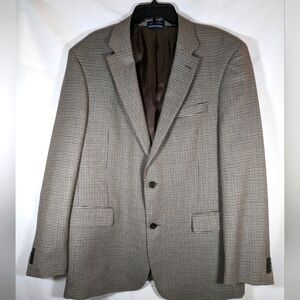 Tommy Hilfiger Moores Brown Gingham Checked 100% Wool Blazer Size 44L